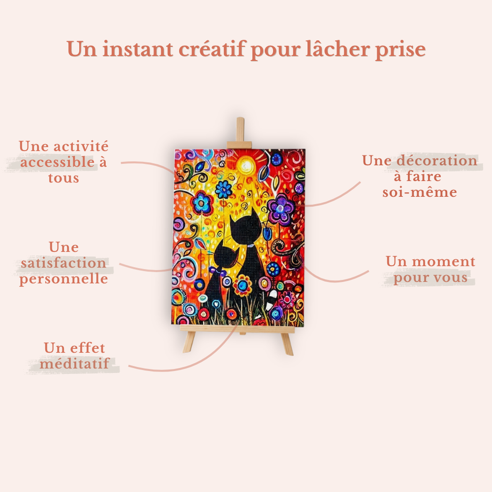 Diamond Painting - Chats rêveurs