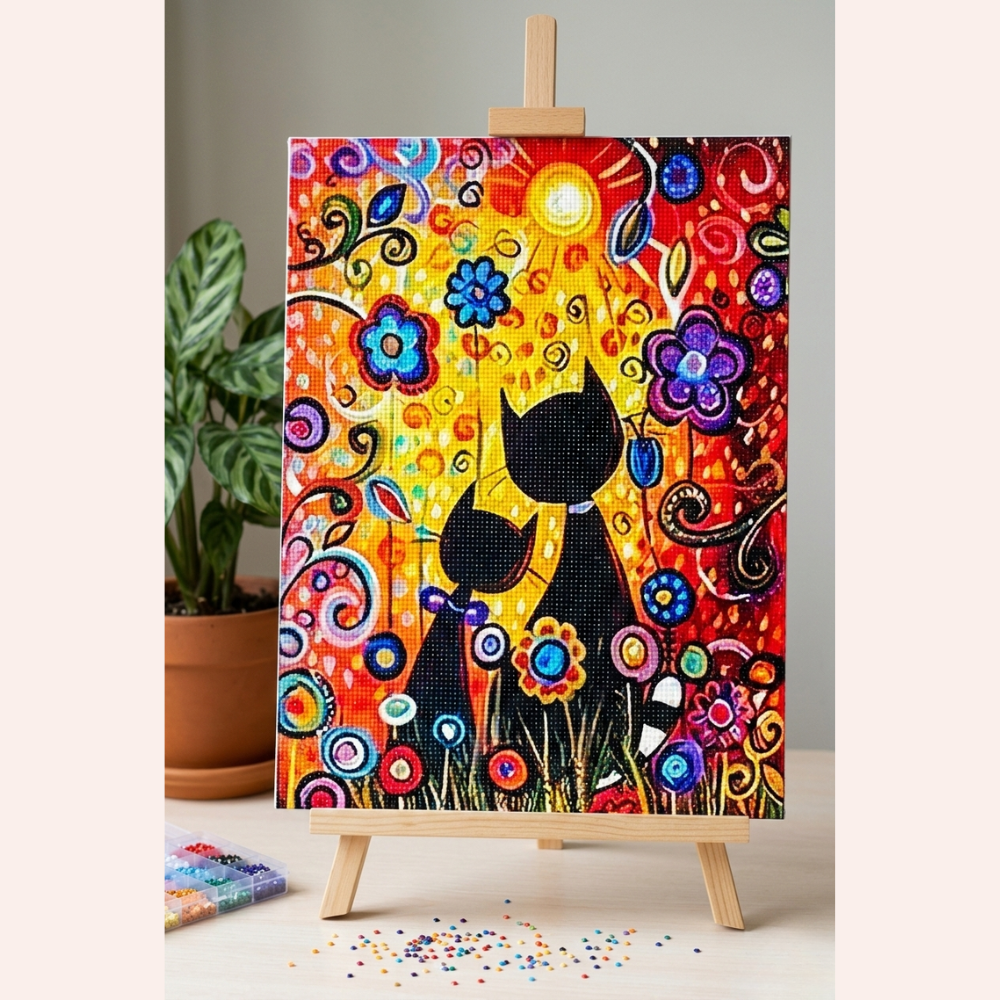 Diamond Painting - Chats rêveurs