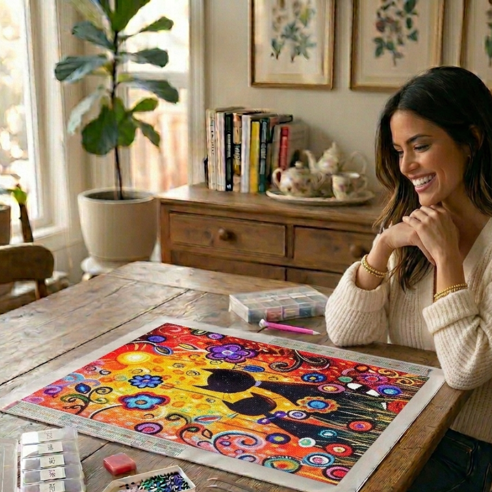 Diamond Painting - Chats rêveurs